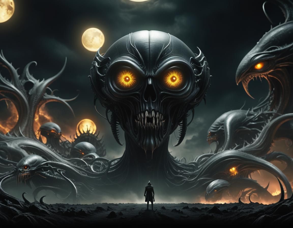 Eldritch Dark Fantasy Hero in Nightmare Dreamworld