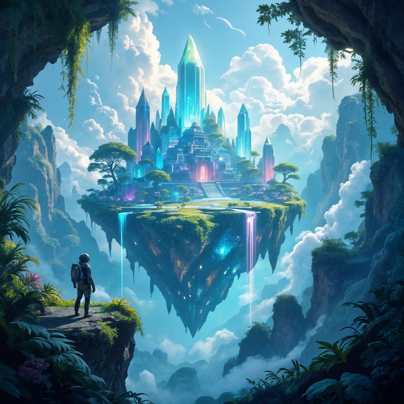 Alien Jungle on Floating Island Digital Painting