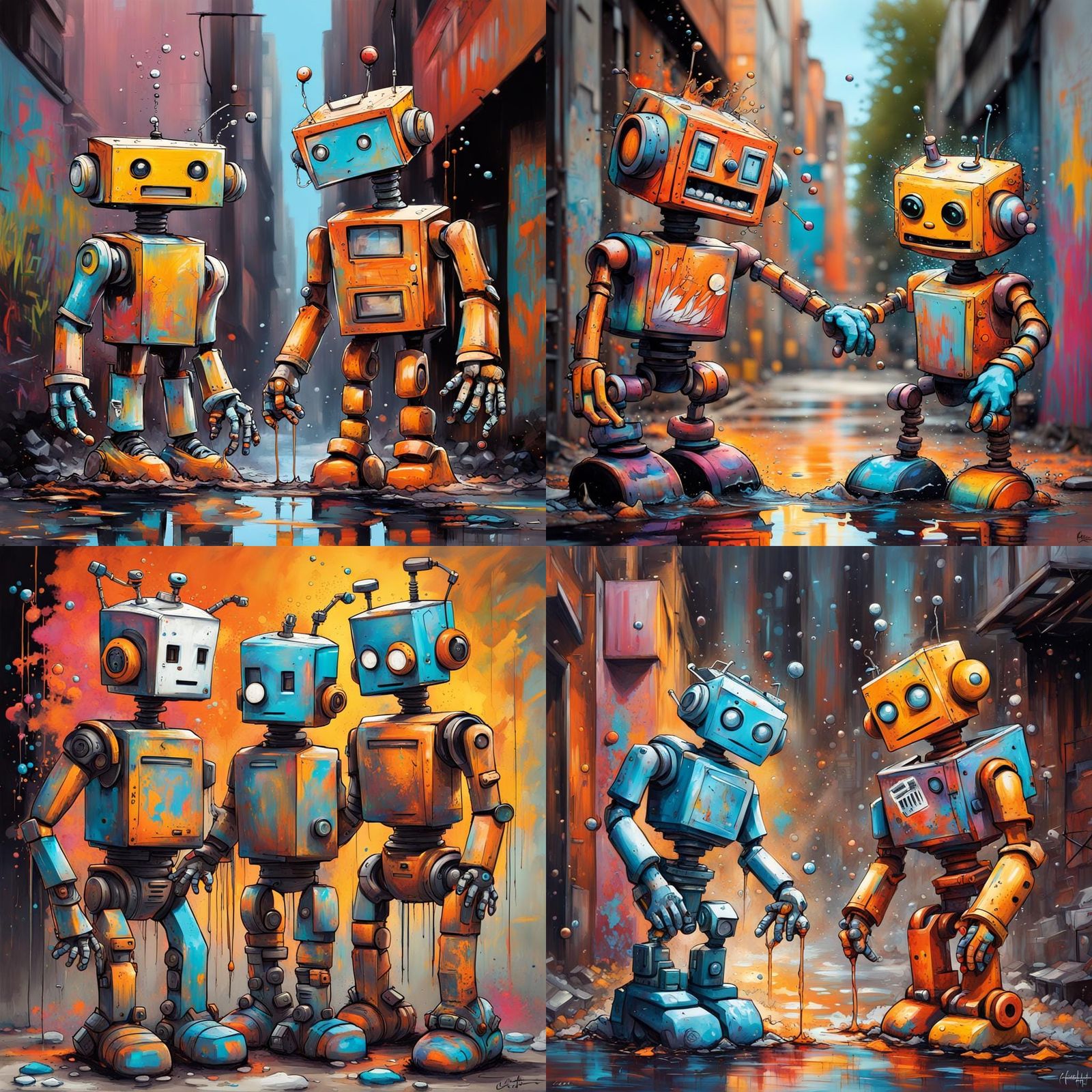 Robots Having Fun, Graffiti Art Style
