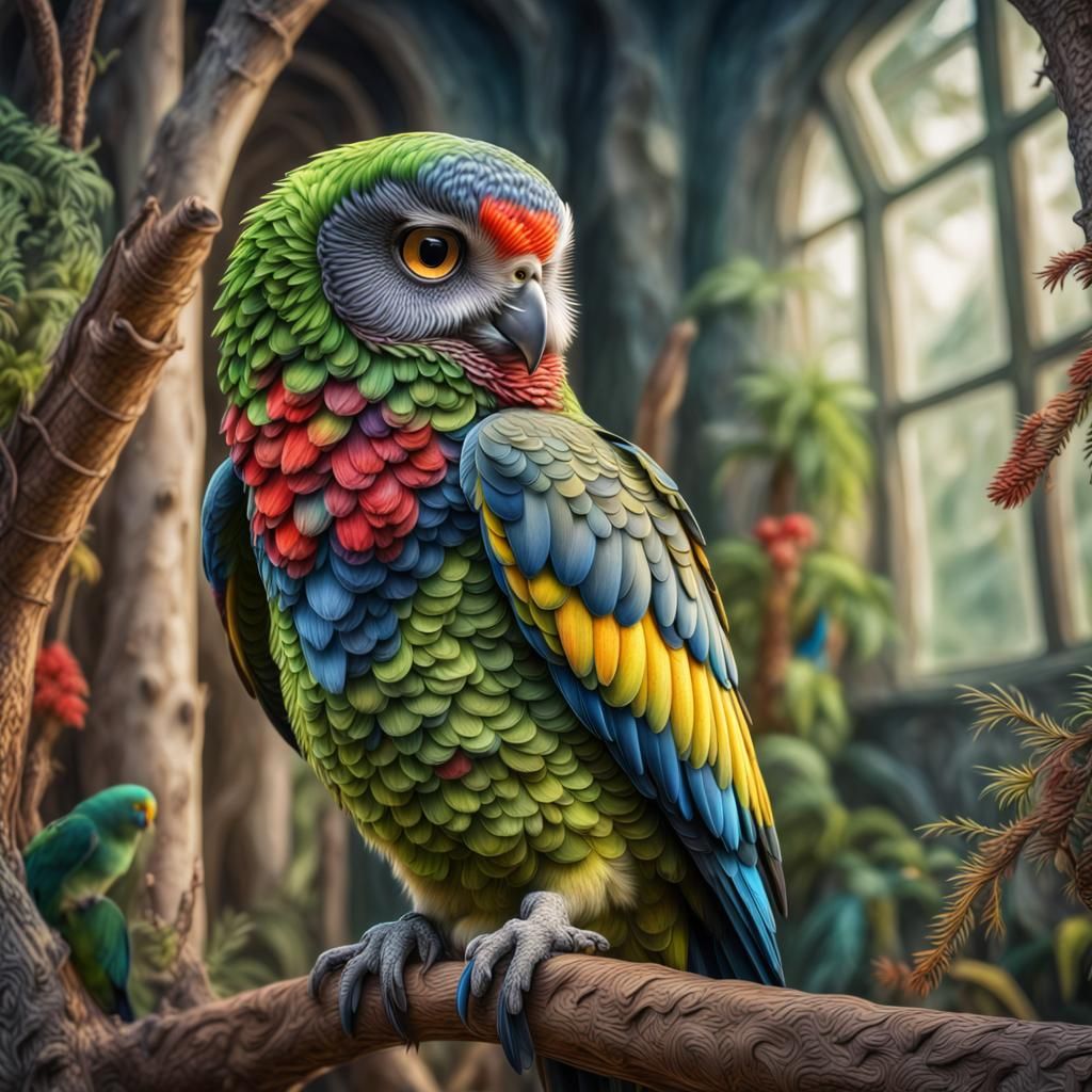 Colorful Owl Parrot in Natural Habitat
