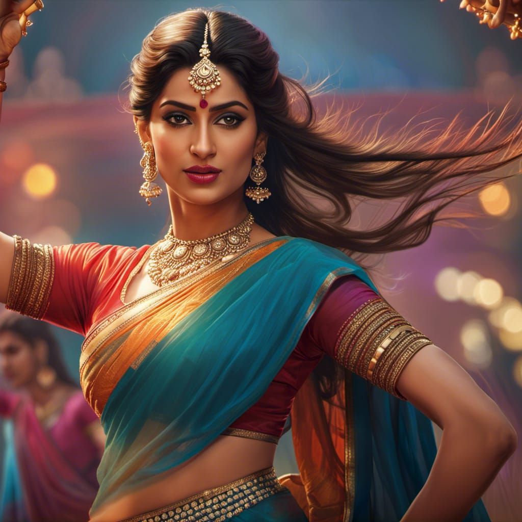 Indian Woman Dancing in Bollywood Style