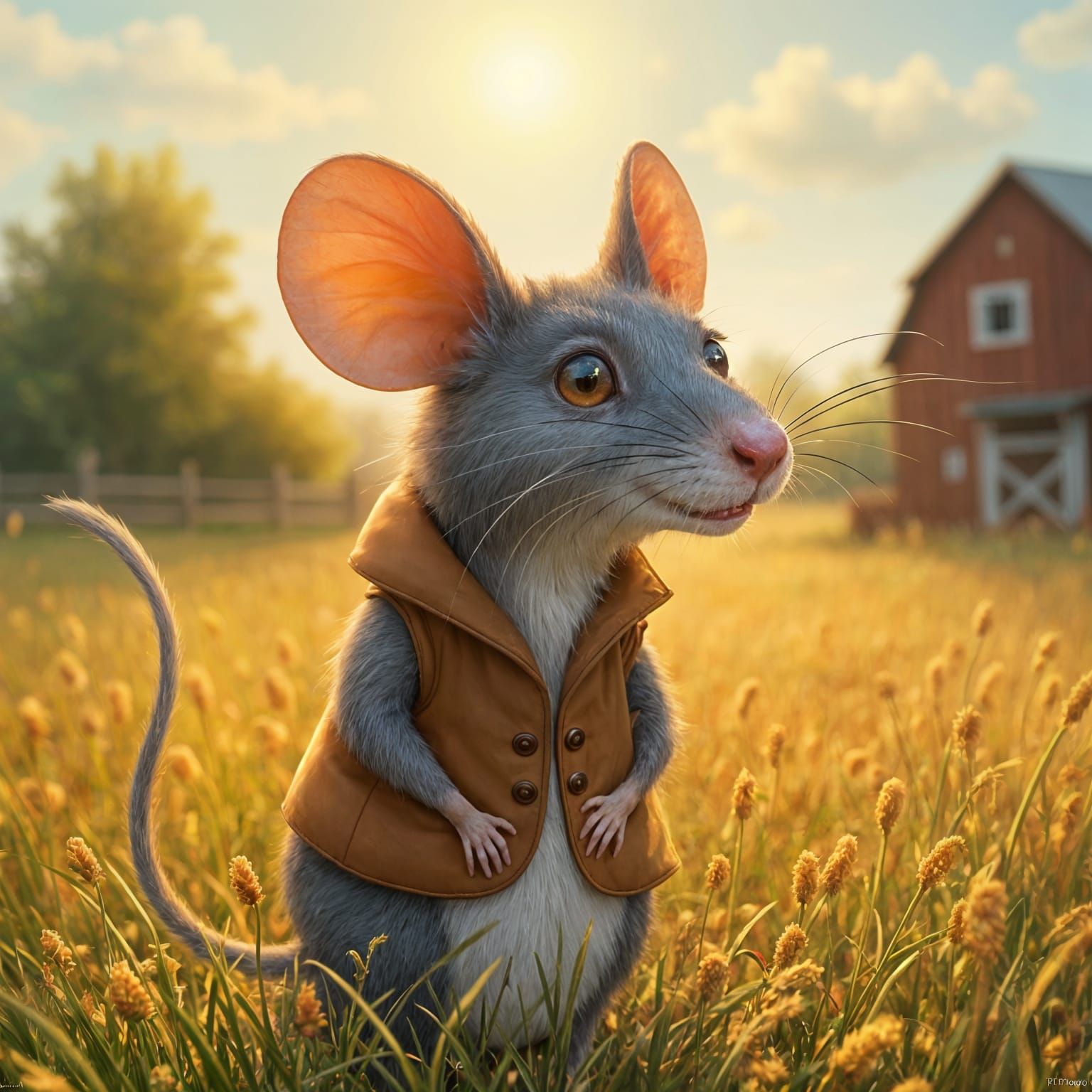 Pip the Rat in Whimsical Watercolor Farm Illustration