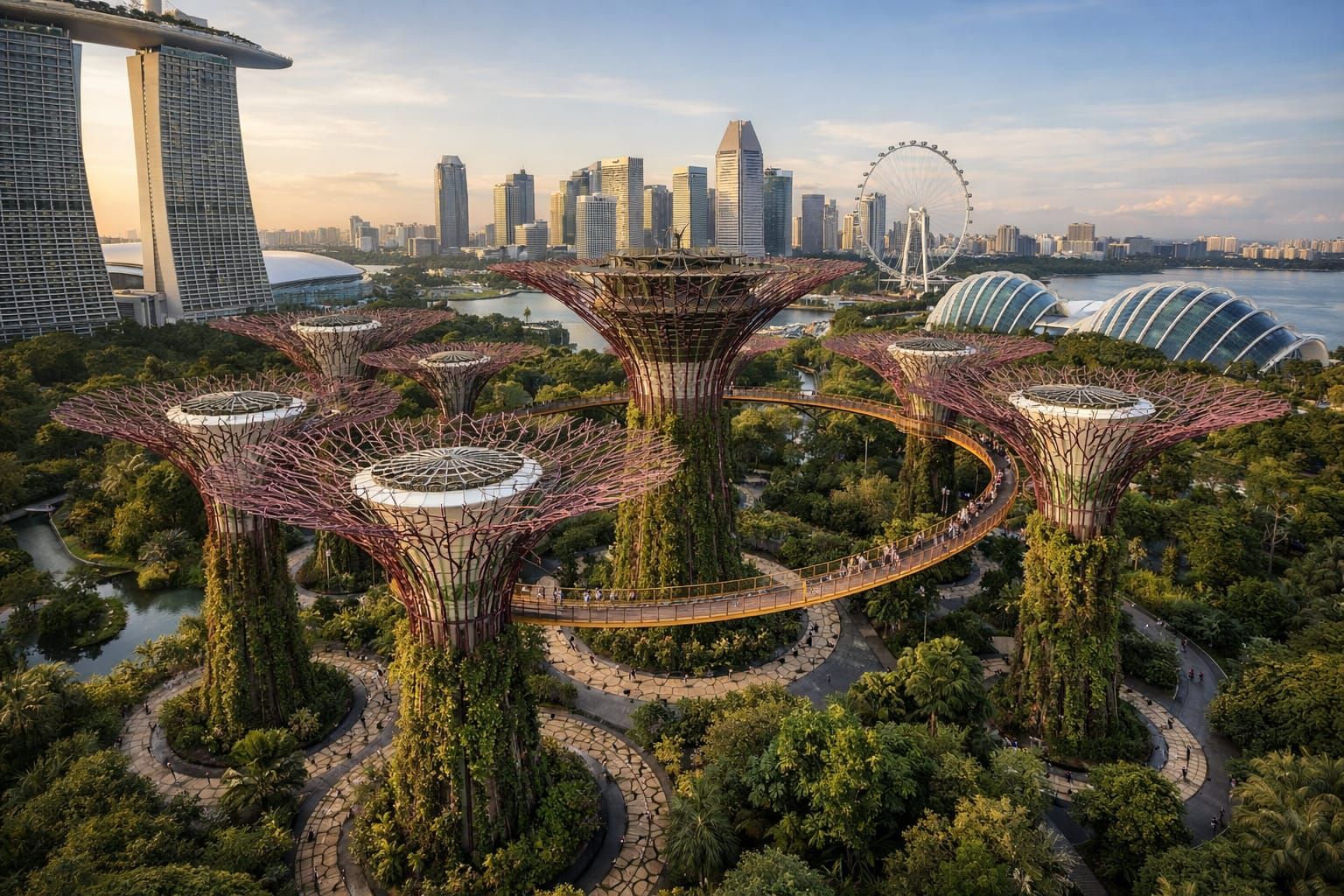 Gardens by the Bay Supertrees in Singapore Drone Shot