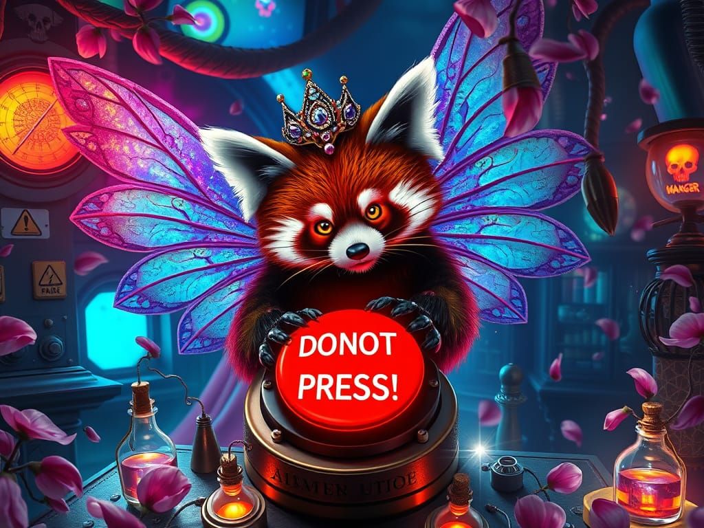 Mischievous Red Panda Fairy on the Brink of Chaos
