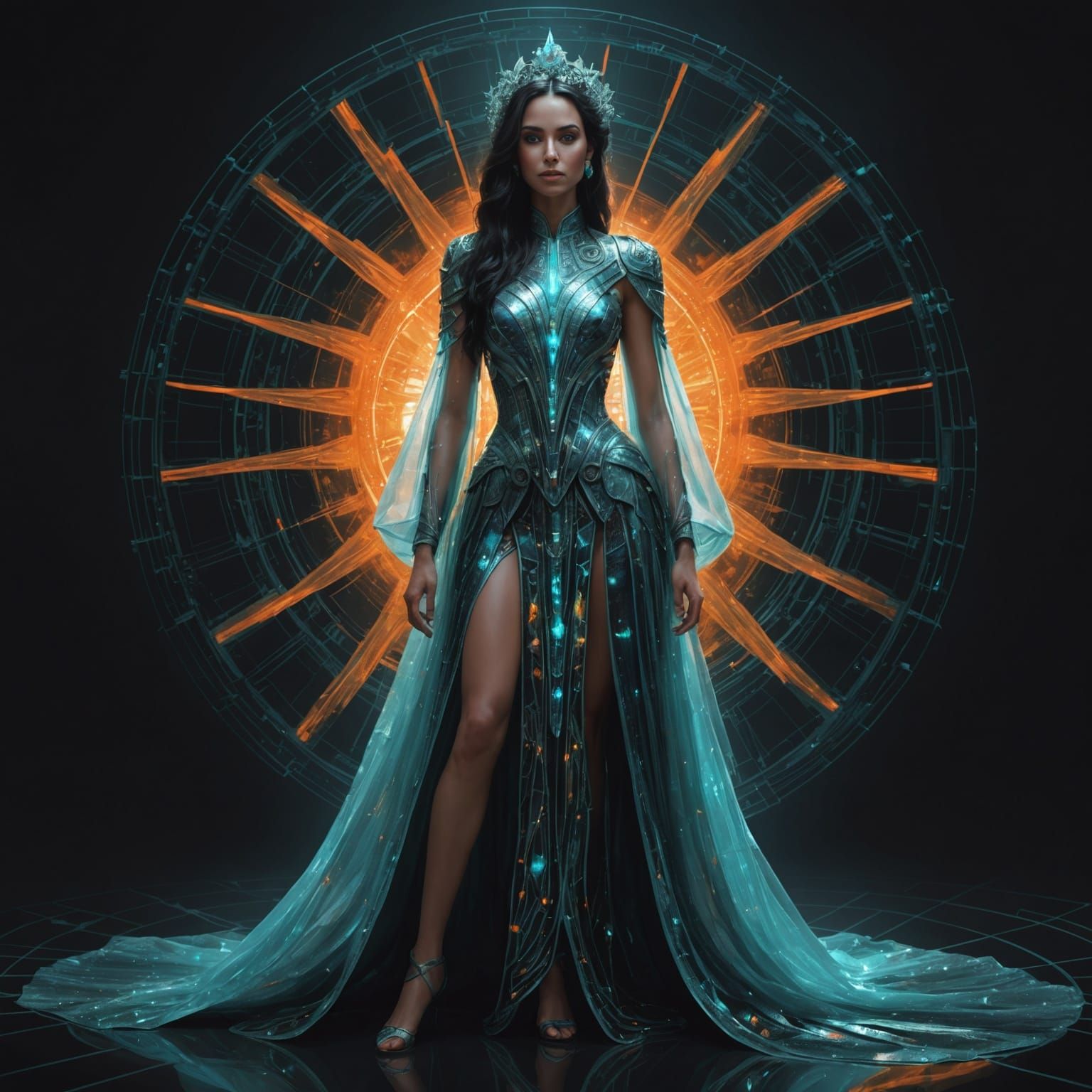Ethereal Glasslike Woman Portrait in Cosmic Style