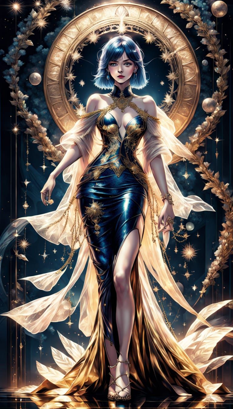 Seductive Anime Goddess in Dark Fantasy Attire