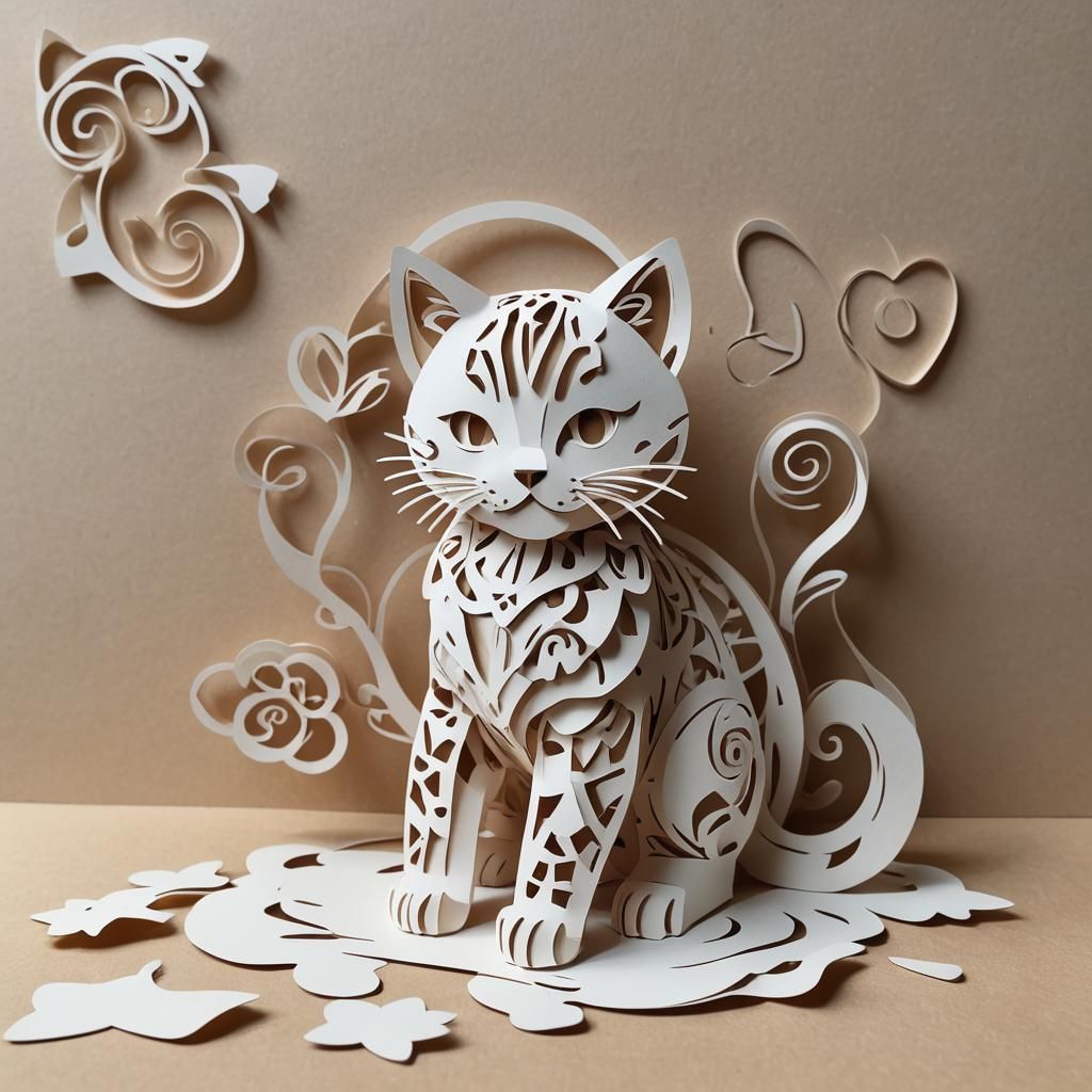 Kirigami Cat: A Cut Paper Kitty