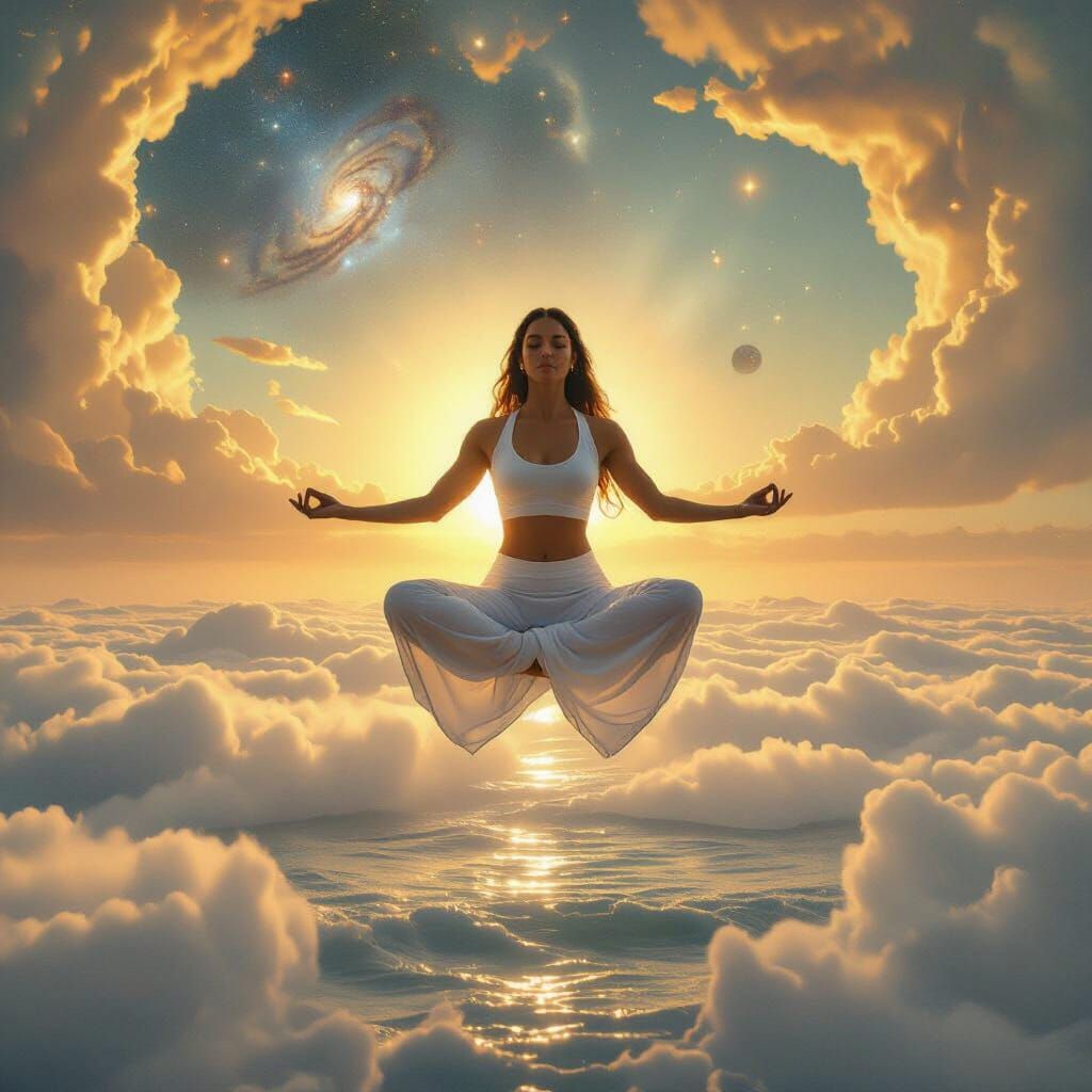 Cosmic Yoga Instructor Levitation at Sunrise