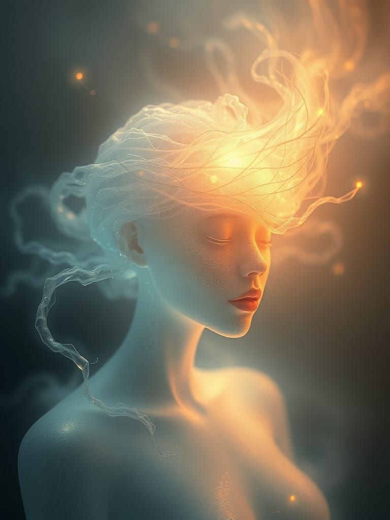 Ethereal Being Radiating Iridescent Light