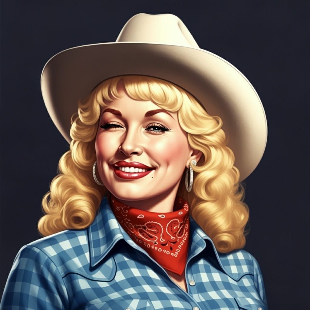 Vintage Oil Portrait: Dolly Parton as a Young Woman
