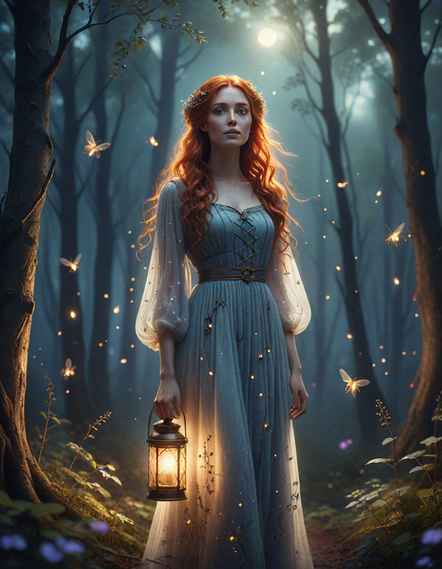 Ethereal Fantasy Beauty in Mystical Woods
