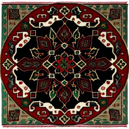 Ornate Symmetrical Carpet Design in Turkic Style
