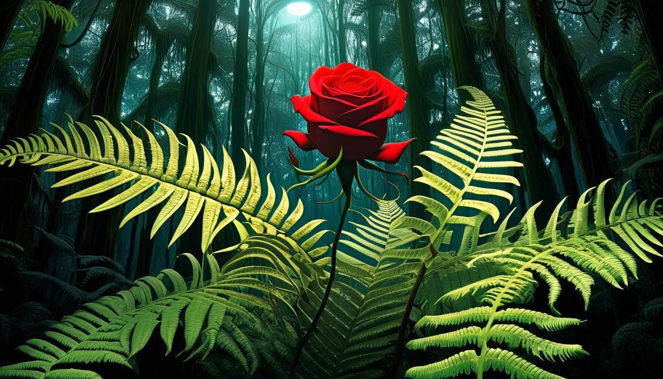 Rose and Fern Merge in Biomechanical Forest