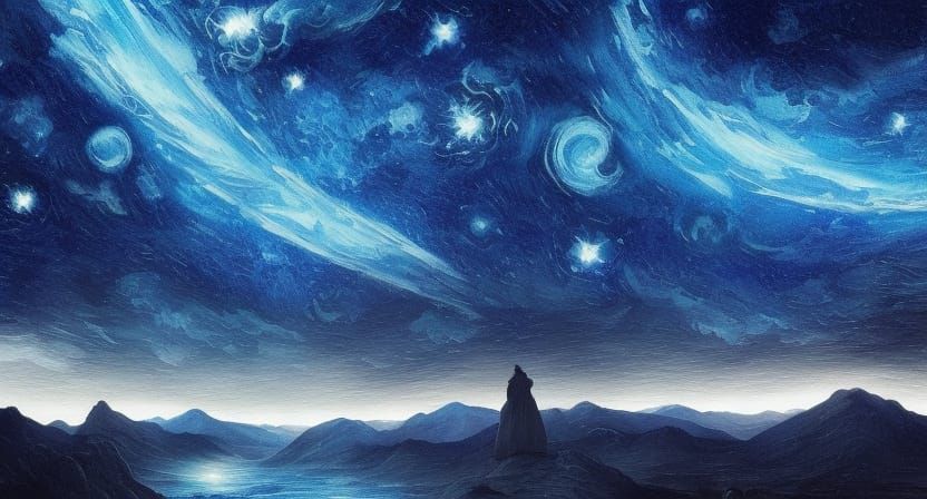 Azure Starry Night Sky in Anime Comic Art