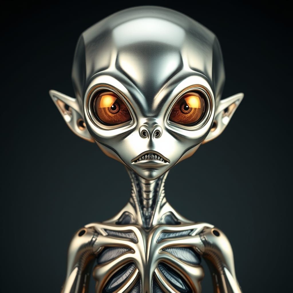 Metallic Gold Alien Portrait