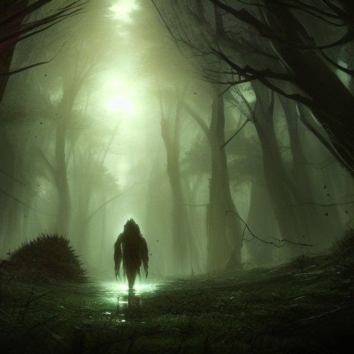 Glowing Eyes in Dark Forest Concept Art