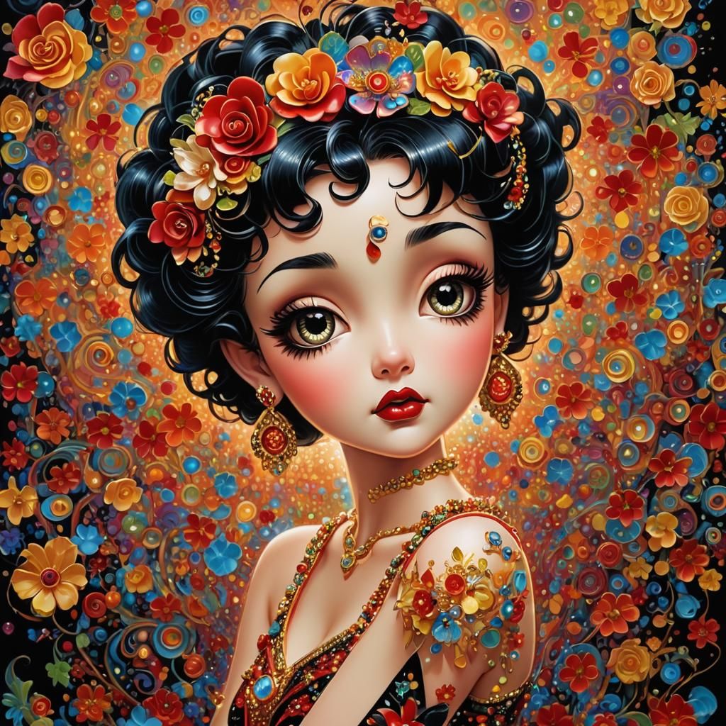 Radiant Betty Boop Illustration in Luminous Style