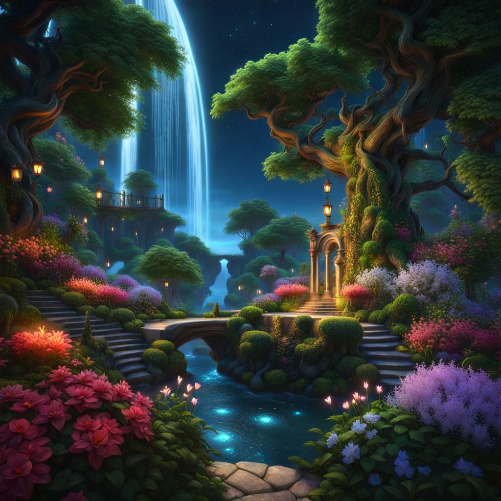 Celestial Paradise Garden with Floating Islands