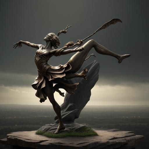 Bronze Sculpture of Dancer in Motion