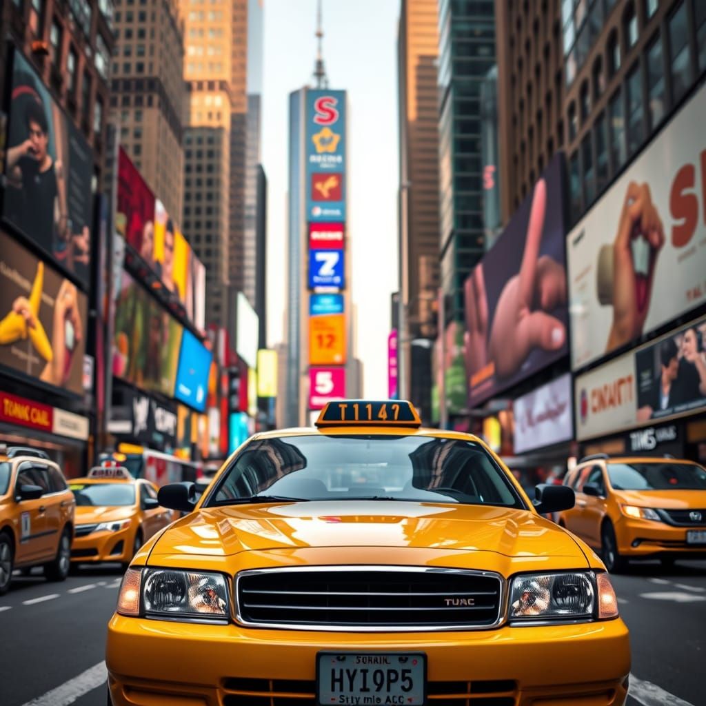 Photorealistic New York City Taxi Scene