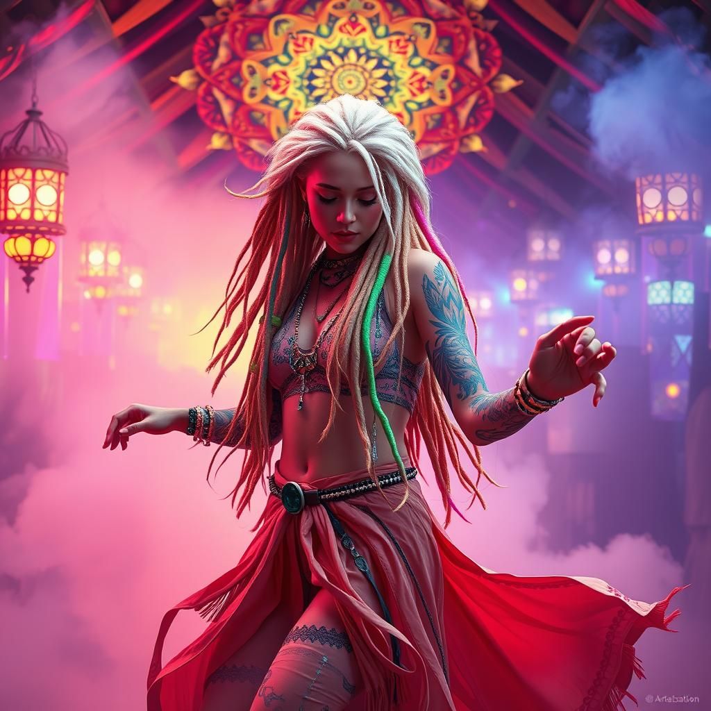 Neon Dreadlocks at Medieval Festival, Digital Art