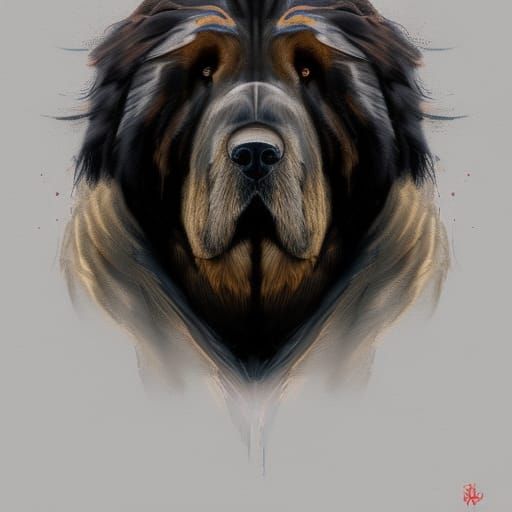 Hyperdetailed Tibetan Mastiff Portrait in Dynamic Lighting