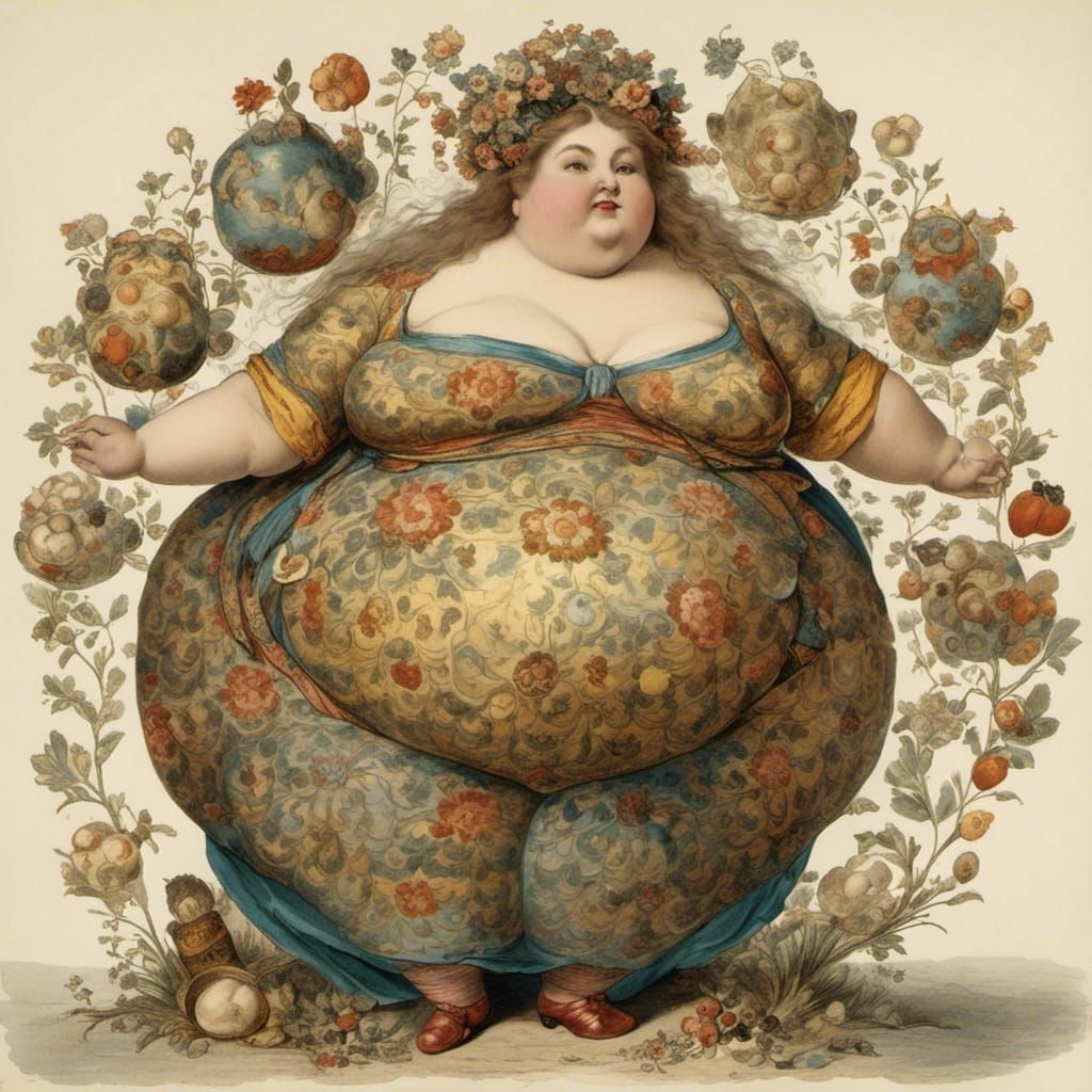 Overweight Woman in Cheongsam with High Bun