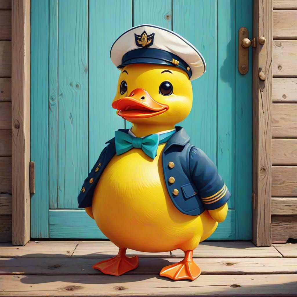 Whimsical Sailor Rubber Duck in Storybook Style