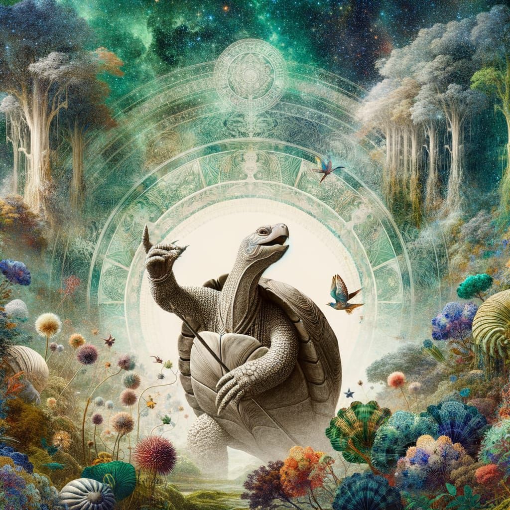 Enchanted Turtle Singer in Fantasy Forest