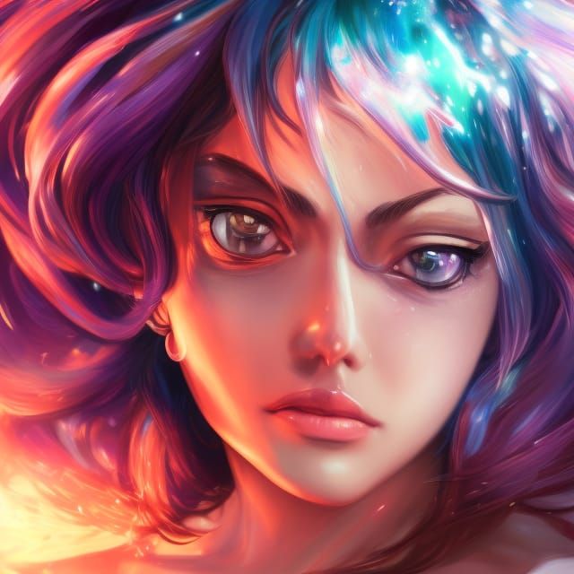 Rukia Portrait: Hyperdetailed Digital Art in Triadic Colors