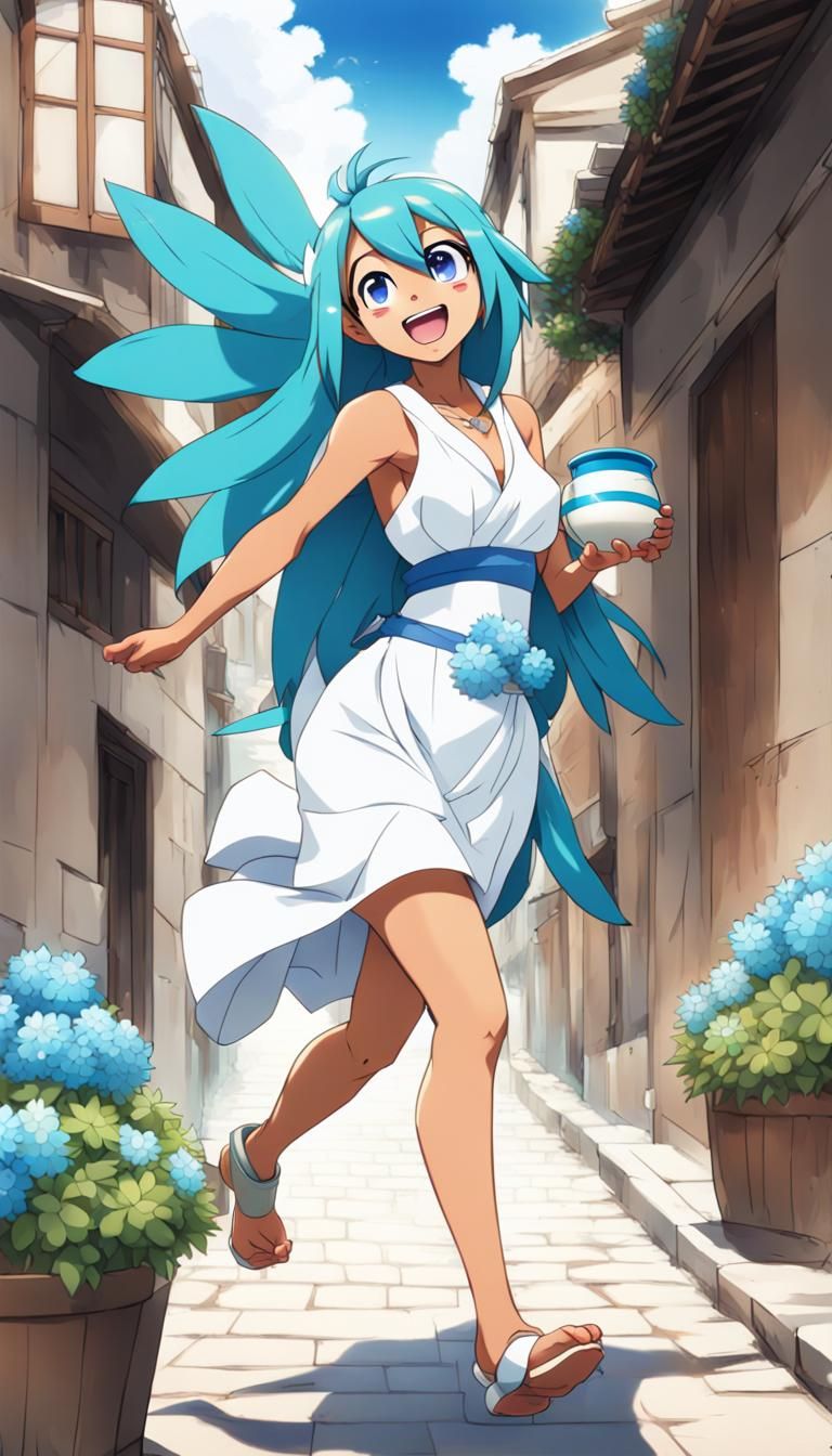 Joyful Anthro Motmot Bird in Anime Style