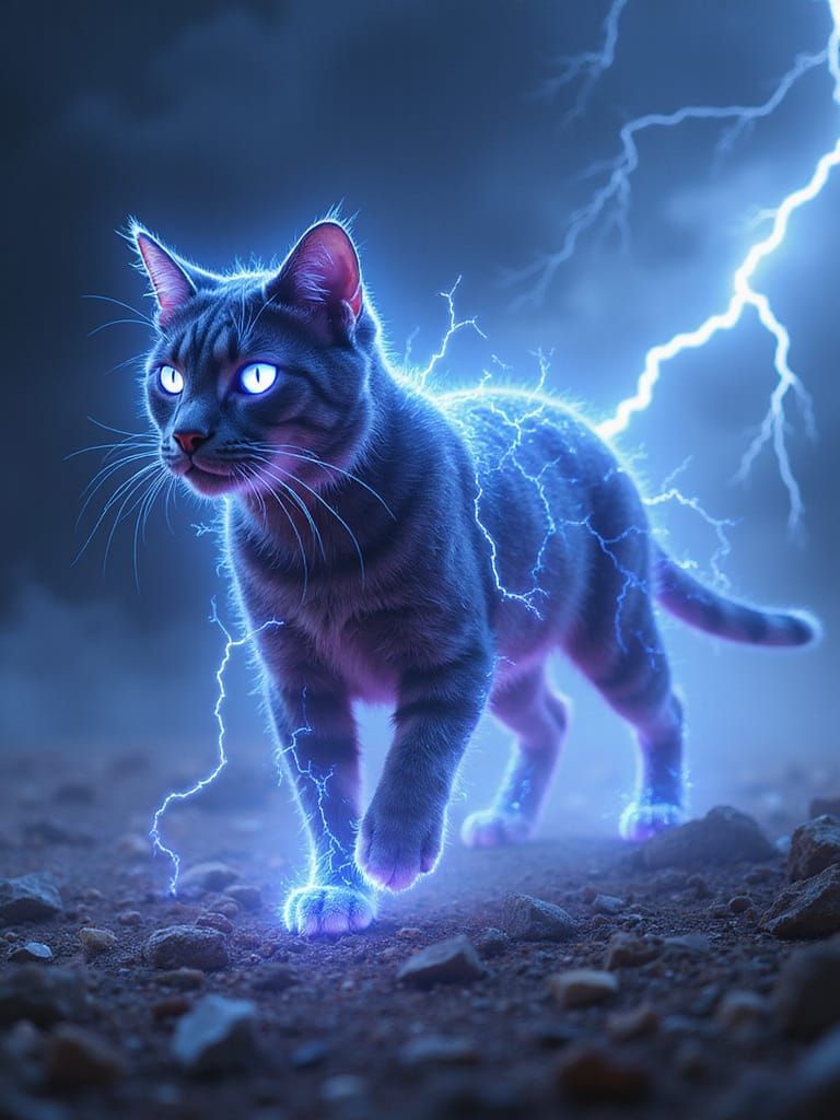 Electric Storm Feline Embodies Thunderous Energy