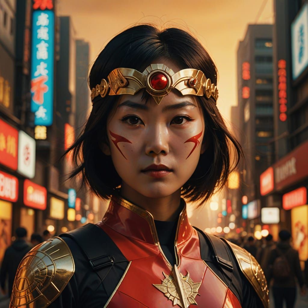 Japanese Superhero in Hyperrealistic Digital Art