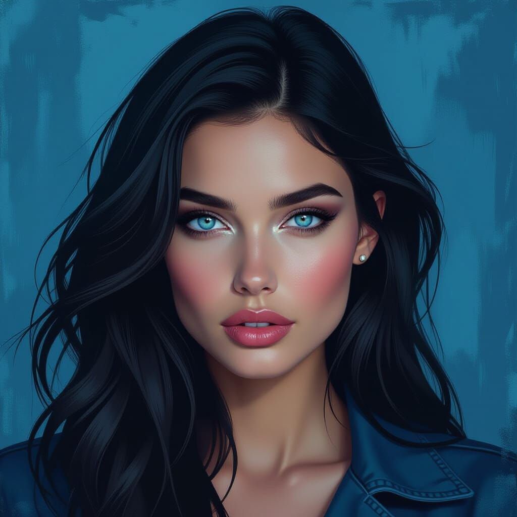 Woman with Blue Eyes in Futuristic Digital Art