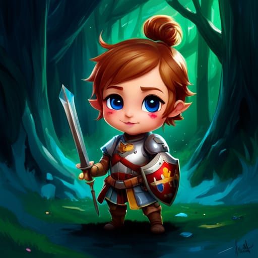 Chibi English Knight in Polychromatic Splash Art