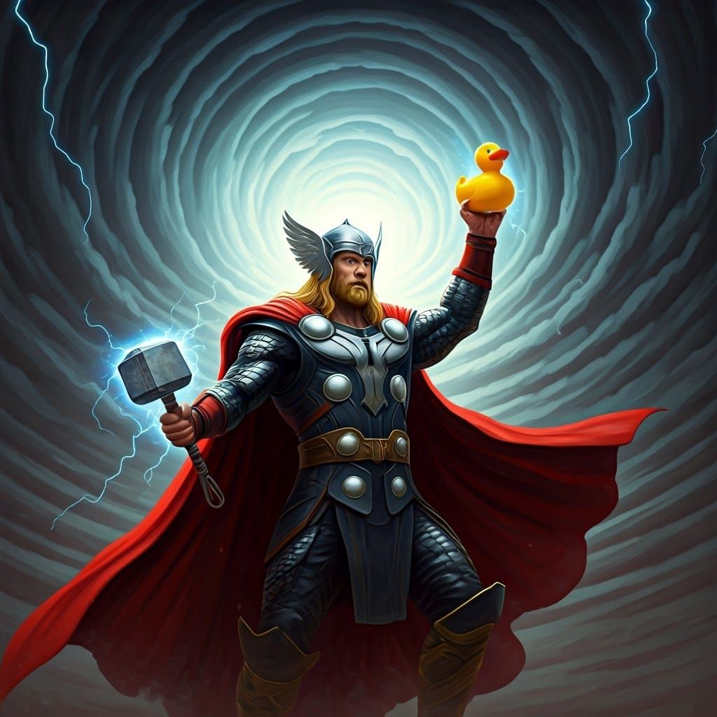 Asgardian Hero Aims Lightning-Filled Rubber Duck at the Sky
