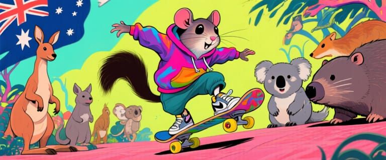 Funky Chinchilla and Australian Animals Illustration