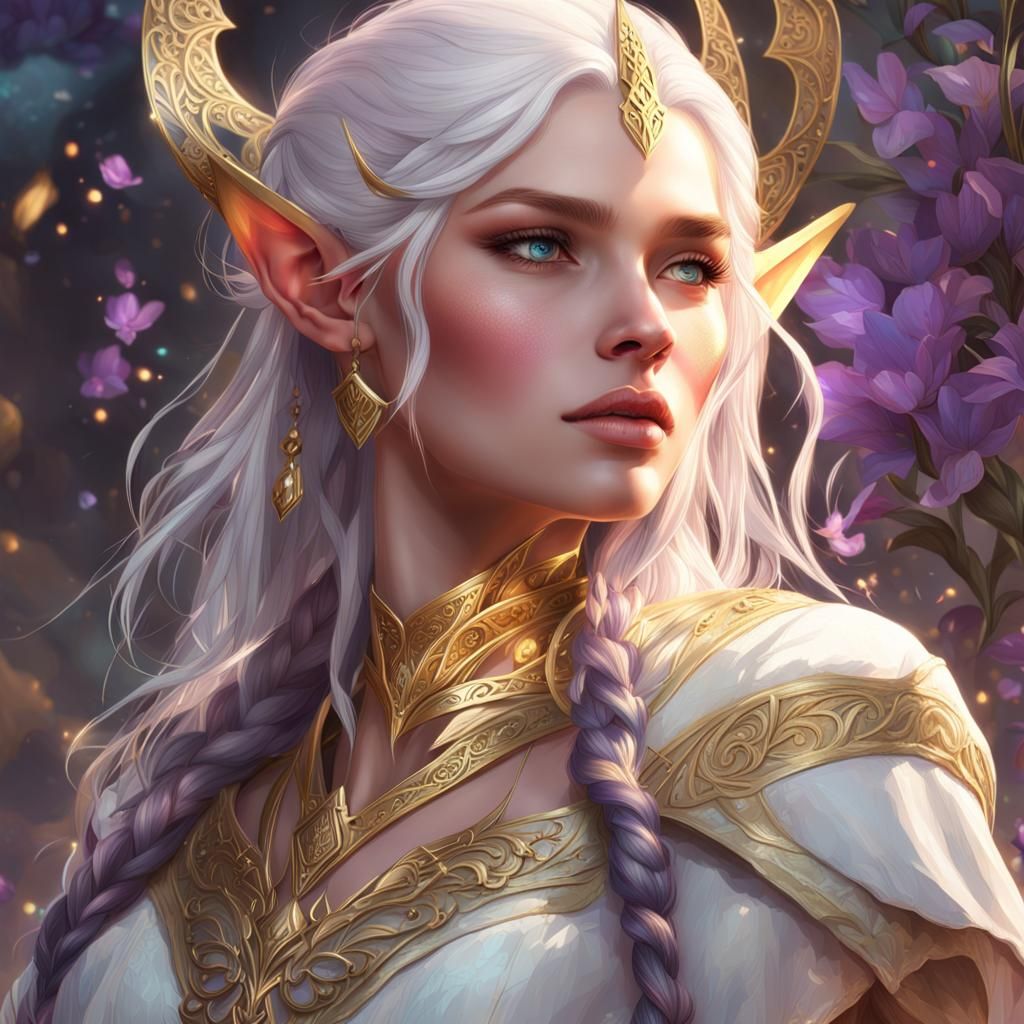 Enchanting Elf Goddess Portrait in Digital Art Style