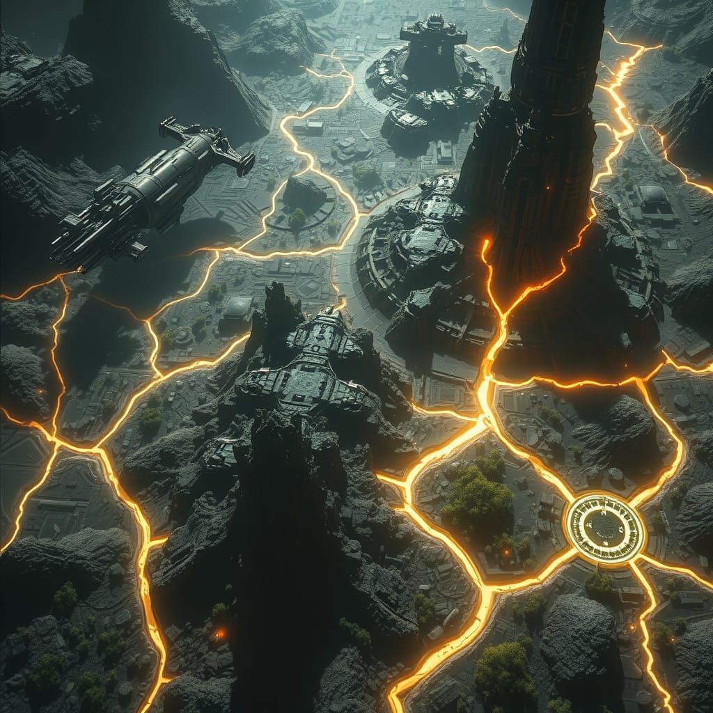 Bird’s-eye view of an alien world being terraformed