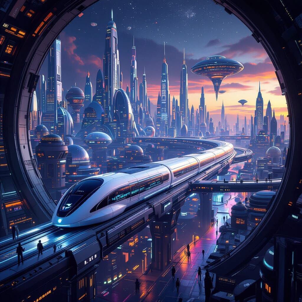 Alien Dominated Hyperloop City - Matte Painting