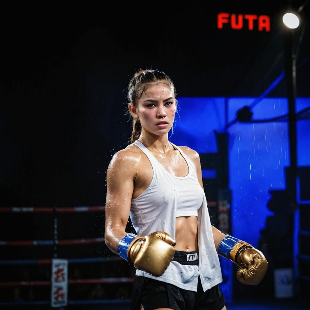 Muay Thai Fighter in Digital Art Close-Up