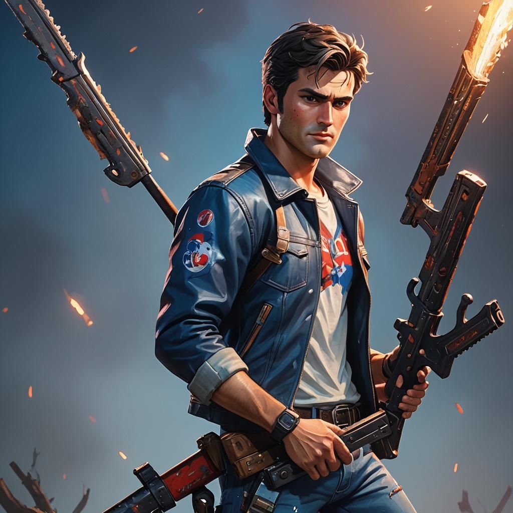 Young Man with Chainsaw: 3D Anime Art