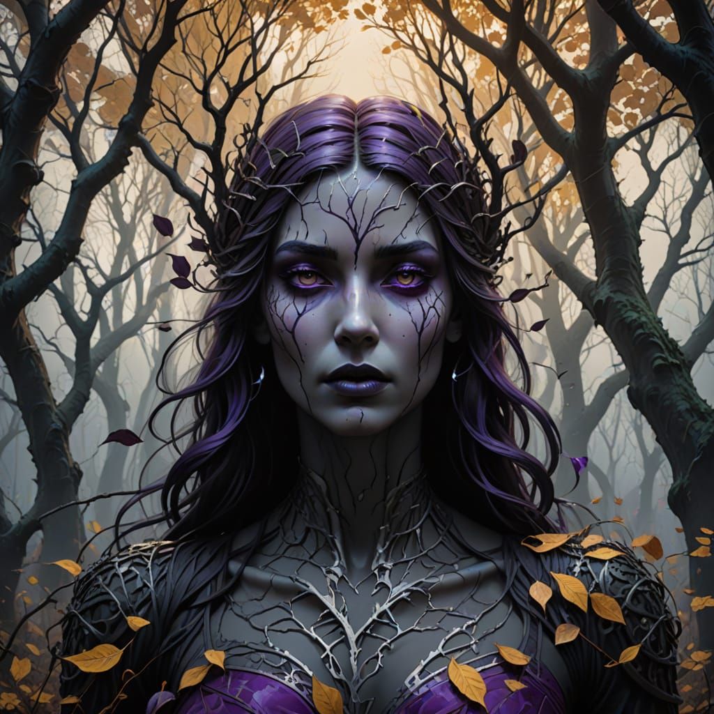 Monochrome Forest Forms Woman's Face in Eerie Landscape