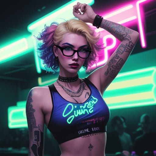 Grunge Disco Revival in Neon Noir