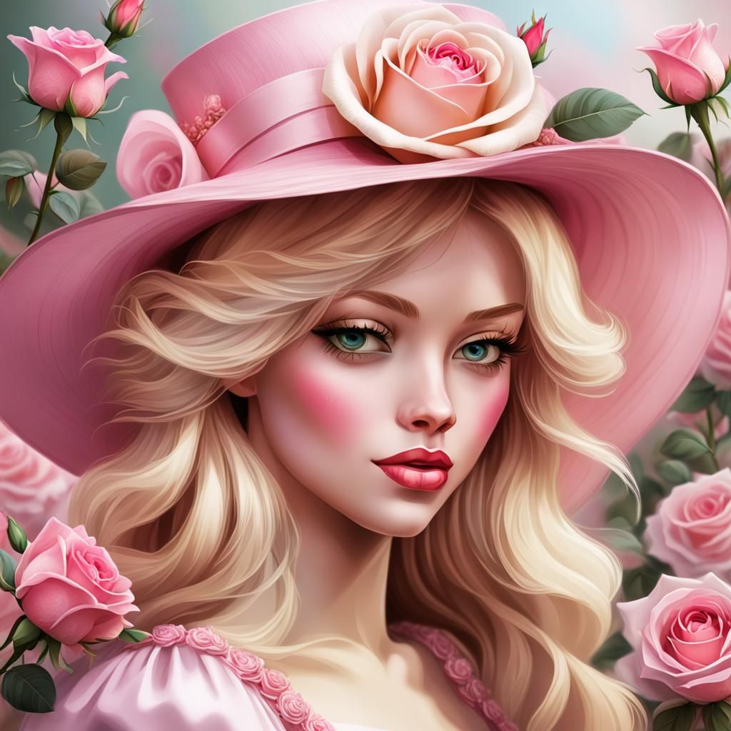 Young Princess with Rose Hat Digital Art