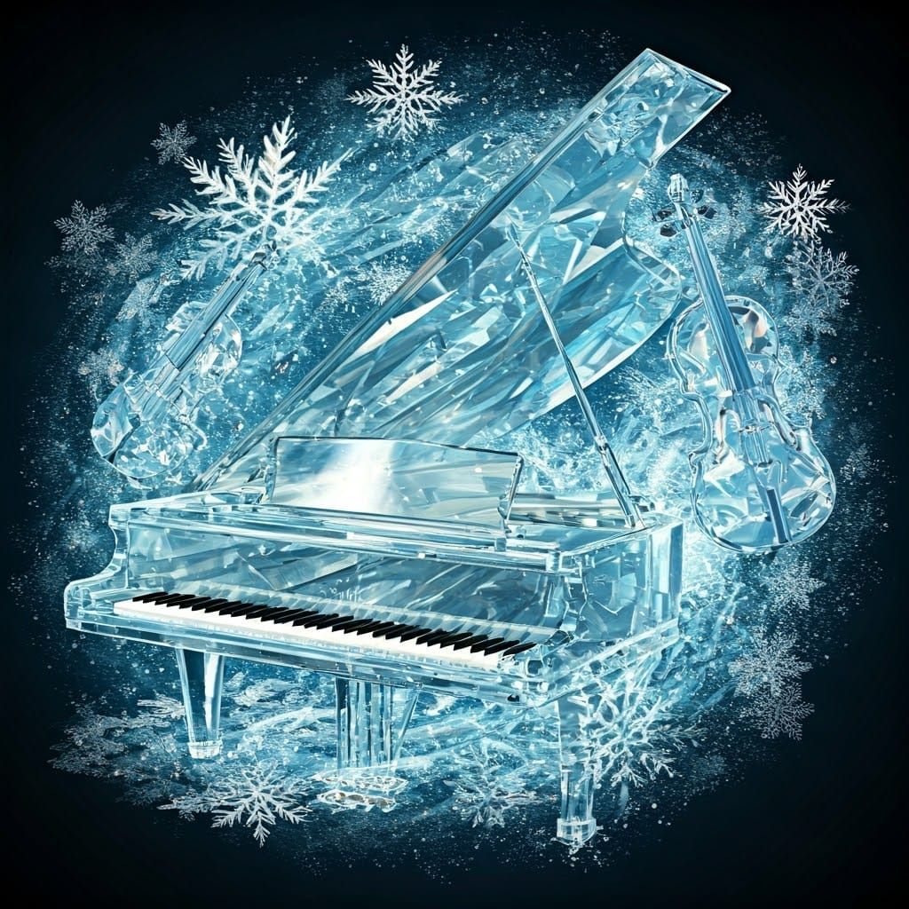 Ethereal Crystal Orchestra in a Whirlwind of Snowflakes