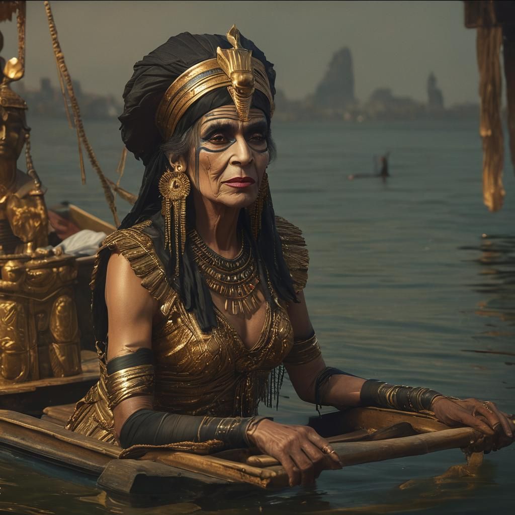 Cleopatra Played by Transvestite in Ornate Barge