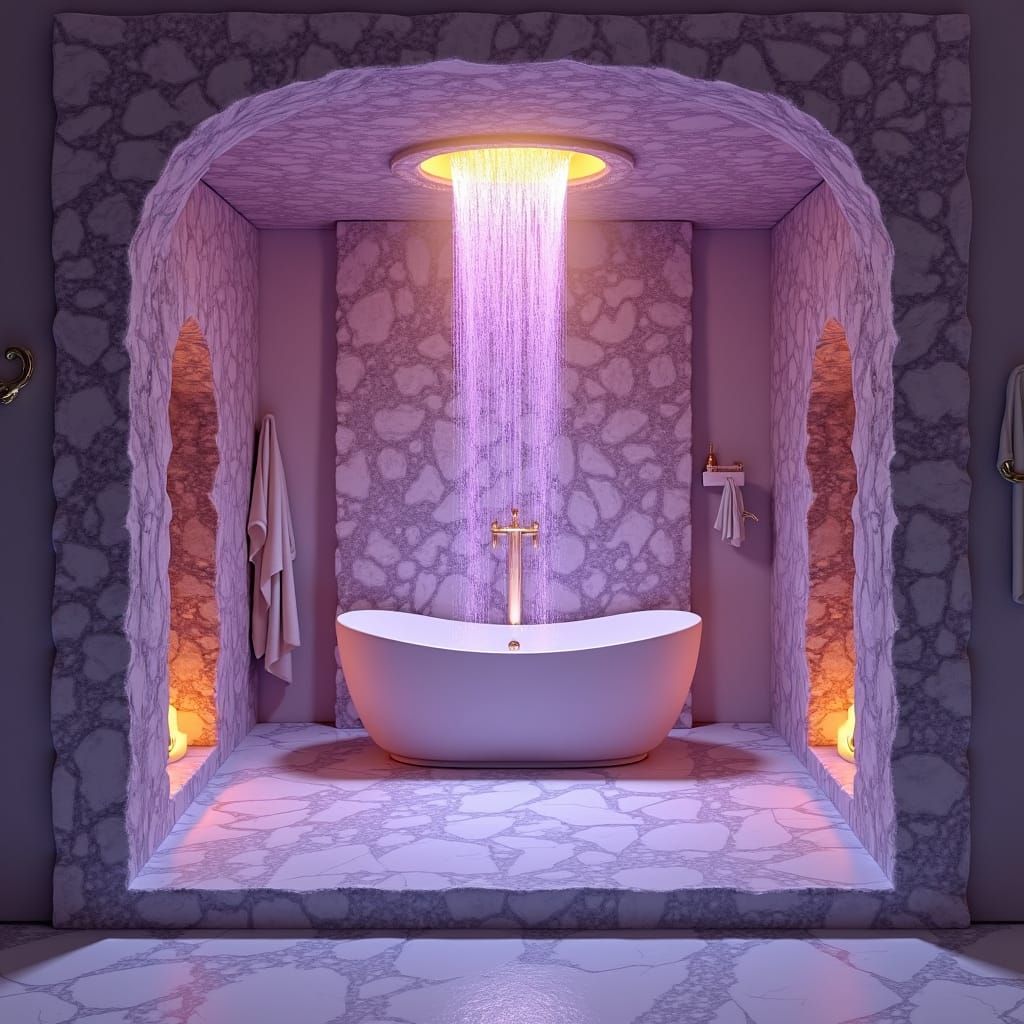 Archangel Carved Bathroom with Waterfall Shower