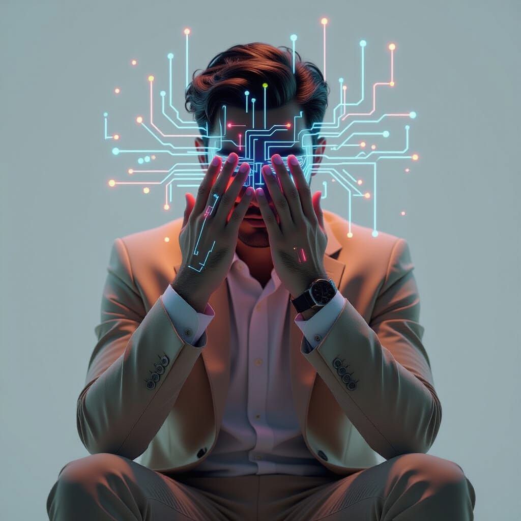 Neon Circuit Man in Cyberpunk Digital Art