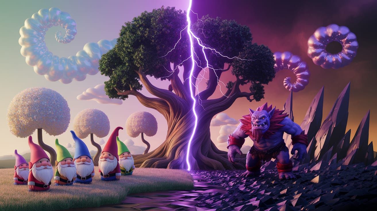 Fractured Realms: A 3D Render of Duality